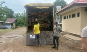Barang Bukti Kayu Illegal Loging Hasil sitaan Polsek Wasuponda, Luwu Timur. Foto: teraskata.com