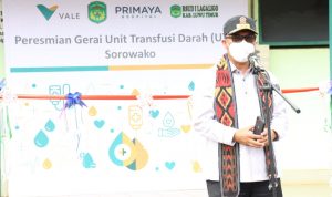 Bupati Luwu Timur, H. Budiman meresmikan Gerai Unit Transfusi Darah (UTD) Sorowako, betempat di RS PT. Vale, Jumat (11/02/2022).