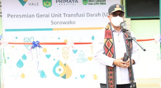 Bupati Luwu Timur, H. Budiman meresmikan Gerai Unit Transfusi Darah (UTD) Sorowako, betempat di RS PT. Vale, Jumat (11/02/2022).