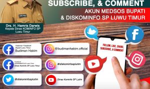 Dinas Komunikasi, Informatika, Statistik dan Persandian (Diskominfo-SP) Kabupaten Luwu Timur meminta ASN dan Upah jasa untuk mendukung informasi pemerintah dengan cara mem follow, meng share setiap informasi baik melalui medsos, media elektronik, youtube.