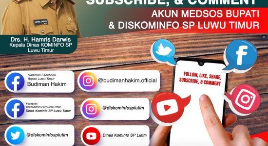 Dinas Komunikasi, Informatika, Statistik dan Persandian (Diskominfo-SP) Kabupaten Luwu Timur meminta ASN dan Upah jasa untuk mendukung informasi pemerintah dengan cara mem follow, meng share setiap informasi baik melalui medsos, media elektronik, youtube.