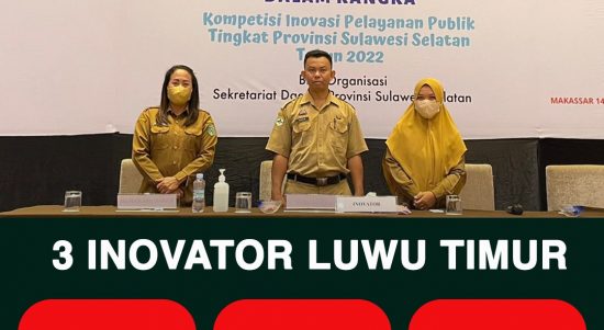 Tiga Inovasi Pelayanan Publik dari Kabupaten Luwu Timur pada Kompetisi Inovasi Pelayanan Publik (KIPP) Sulawesi Selatan tahun 2022 siap dilakukan Verifikasi Lapangan (Verlap) oleh tim penilai pada tanggal 25 Maret 2022 mendatang.