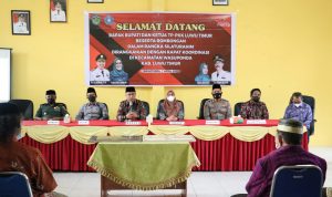 Dalam kunjungan kerjanya di Kecamatan Wasuponda, Bupati Luwu Timur, H. Budiman berdialog dengan Kepala Desa se Kecamatan Wasuponda pada kegiatan rapat koordinasi yang juga dihadiri oleh tokoh masyarakat dan agama se-Kecamatan Wasuponda di Aula Kantor Camat Wasuponda, Kamis (07/06/2022).