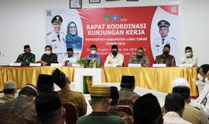 Wakil Ketua I DPRD Luwu Timur, Muh. Siddiq. BM menghadiri rapat koordinasi dan temu konstituen di Kecamatan Malili, Senin (18/4/22).
