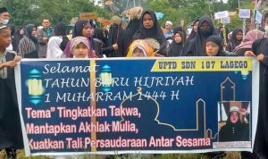 UPTD SDN 107 Lagego Kecamatan Burau Kabupaten Luwu Timur ikut berpartisipasi pada kegiatan pawai dalam rangka memperingati tahun Baru Islam 1 Muharram 1444 Hijriyah 2022, Sabtu (30/07/2022), tingkat Kecamatan Burau.